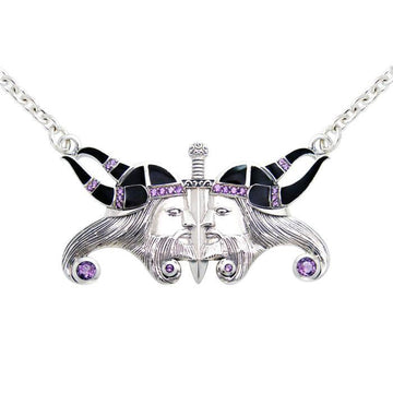 Viking Warrior Sterling Silver Necklace with Gemstone TNC136 - Jewelry